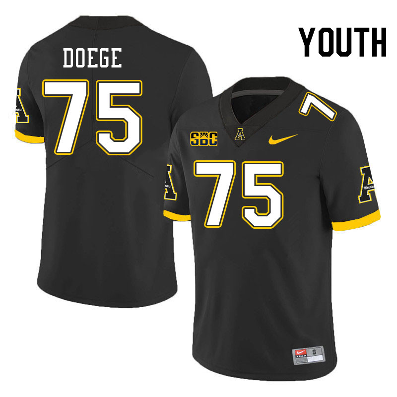 Youth #75 Felix Doege Appalachian State Mountaineers College Football Jerseys Stitched-Black